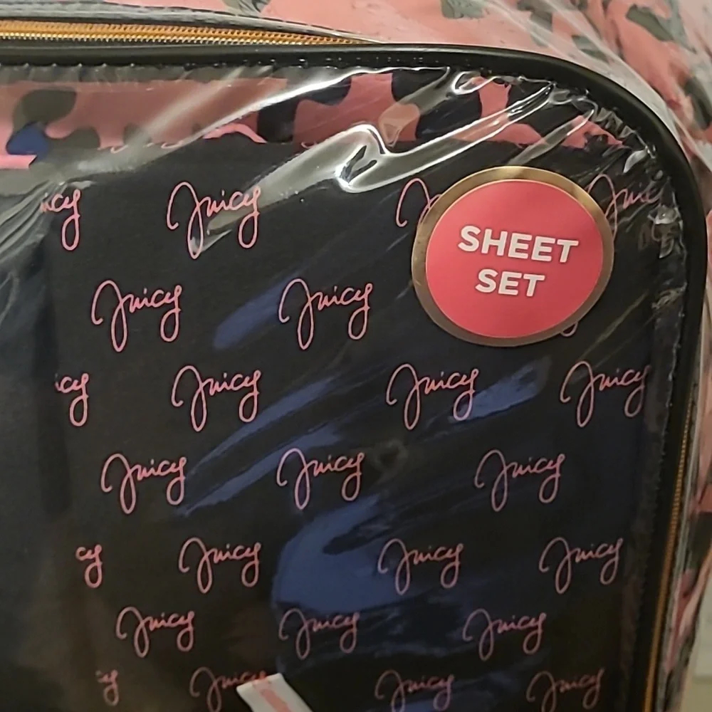Juicy Couture Pink and Black Leopard 8pc Comforter Set - King